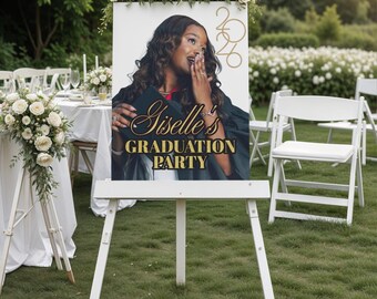 Plantilla de póster imprimible de graduación de 24x36 para la promoción de 2026, cartel de bienvenida para graduados, cartel de bienvenida con foto y escritura a mano en Canva