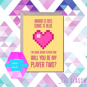 Wirst du mein Spieler zwei sein? Gaming Valentine Karte - Digitaler Download