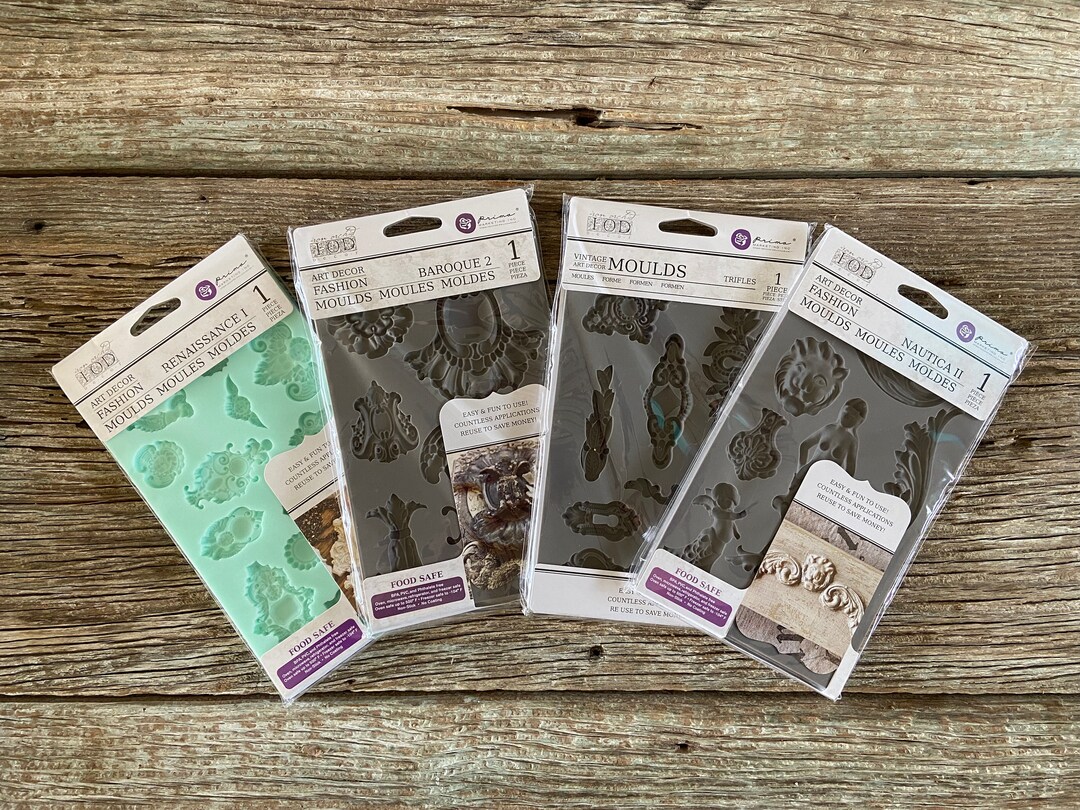 IOD Set of 4, Decor Moulds, 1st Gen, Iron Orchid Designs, Clay, Resin