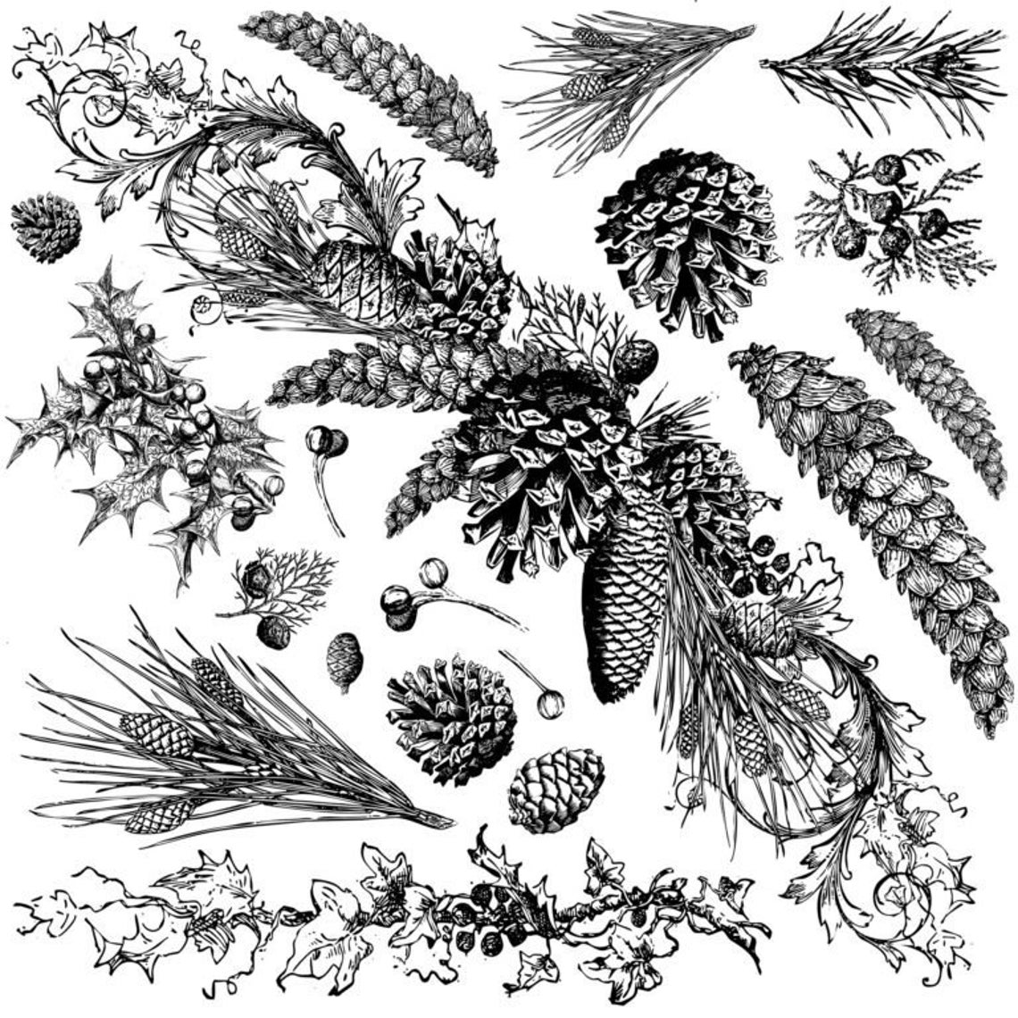 IOD Evergreen Decor Stamp Iron Orchid Designs Christmas Etsy