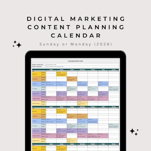 Digital Marketing Calendar 2026 | Social Media Planner | Content Plan Excel | Blog Content Planner | Newsletter Planner | Spreadsheet, Excel
