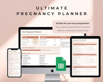 Digital Pregnancy Planner Google Sheets Template - Trimester Tracker, Birth Plan, Baby Budget & Registry Spreadsheet, First Time Mom