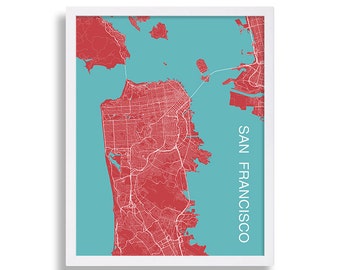 Mapa drukowania San Francisco Print nowoczesny plakat minimalistyczny Art Print sypialnia wystrój ulicy mapę Pop-artu kolorowe wydruki miasto sztuki kartografii sztuki