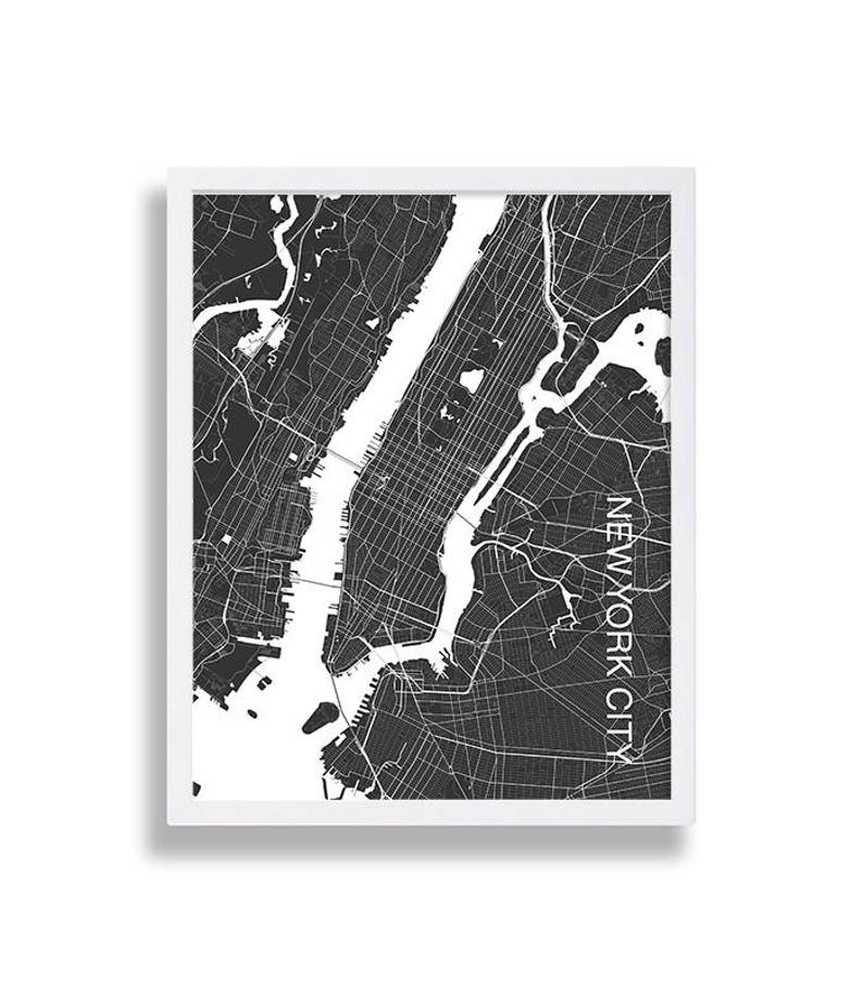 City Map Prints Modern Art Prints City Map Cutout Art Housewarming Gift New York City Paris London Black and White Decor Interior Design image 3