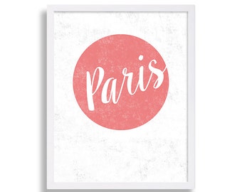 Paris France Art Print Paris Artwork Typography Poster Fashion Art Wall Hanging Sign Coral Art Print Beautiful Art Paris Love Print