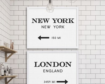 New York City Print London Art Industrial Wall Decor Gossip Art Two Prints Cheap Art Gift for NYC Lover Modern Decor Subway Tile Ideas