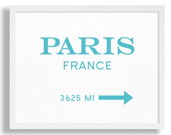 Subway Art Sign Paris Wall Art Paris France Robins Egg Blue Dorm Room Poster Girls Room Gift for Her Birthday Paris Art Print Typography Art