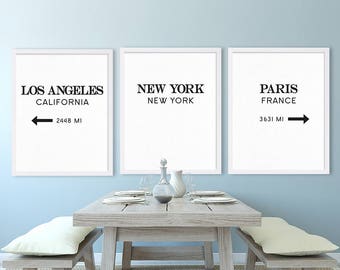 City Art Prints New York City Art Los Angeles Print Paris Art Living Room Decor House Warming Gift Moving Away Present Home Town Large Art