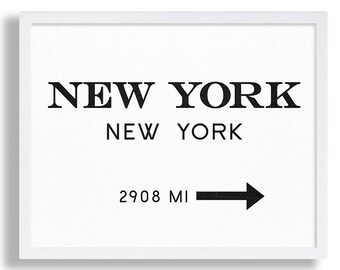 New York City Print Typography Art Print Gift for Him Fashion Art NYC Art Marfa Sign Print Black and White Print