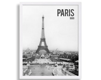 Paris Art Print Eiffel Tower Print Old Paris Photograph Modern Art Historic Photo Travel Art Poster Bedroom Decor Anniversary Gift for Her