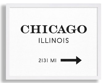 Chicago Art Print Old Chicago Sign Subway Wall Art Black and White Decor Bus Scroll Poster Large Size Print Modern Art The Windy City Ill