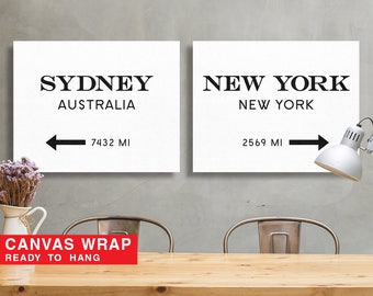 Canvas Wrap Prints New York City Print Sydney Australia Print Modern Art Prints Large Art Custom Art Living Room Decor Black and White Art