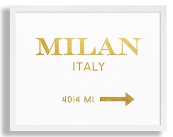 Milan biały drukuj folia druk folia moda papier plakat sztuka złoto Włochy złoto ściana złoto
