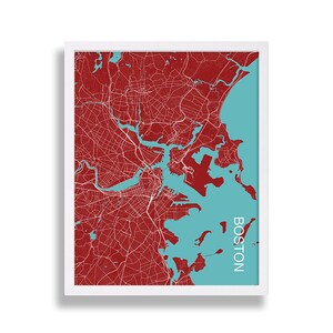 Boston City Map Print Map Poster Modern Art Print Large Wall Decor Customized Map Art Cartography Art Boston Map Print Interior Design
