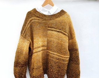 Oversized hand-knit unisex sweater. Flowing comfortable wool sweater. Warm autumn sweater, winter sweater. Chunky and unique.