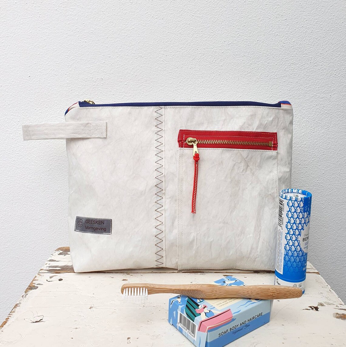 Large toiletry bag of reused sail of a sailboat. Light Etsy