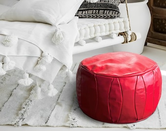 Leather Pouf Vintage Look