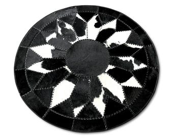 Round Rug Cowhide Patchwork Ø 130 cm