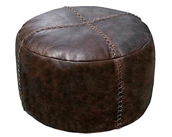 Läderpuff i vintage-look