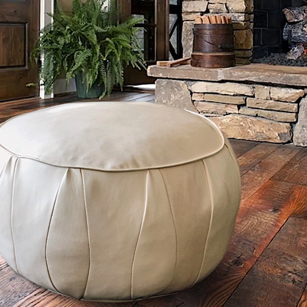 Leather Pouf Vintage Look