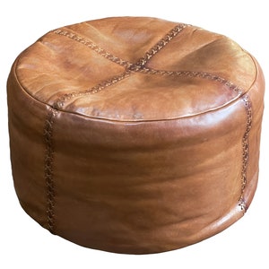 Leather Pouf Vintage Look