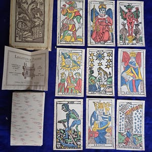 Tarocchi anni 70 Legatoria Piazzesi Venezia vintage raro stampati a mano