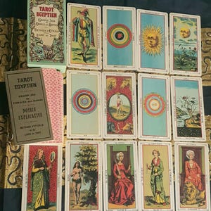 Rare Tarot égyptien vintage Grand jeu oracle des dames Dusserre Paris