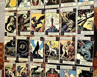 Tarot Muchery zodiac cards vintage rare italian edition