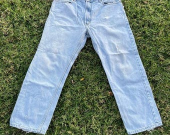 90s Y2k Vintage Levis 505 Blue Denim Jeans 40 Distressed Worn Grung Skate Street
