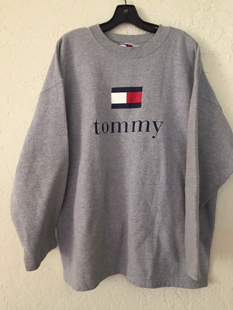 90s Vintage Tommy Hilfiger Big Logo Crewneck Pullover Sweatshirt ...