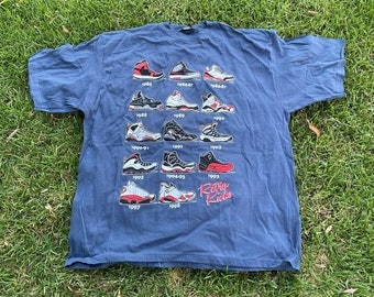 New Retro Kicks Men's Air Jordans 1-14 T-Shirt Blue Adult Two Extra Large XXL