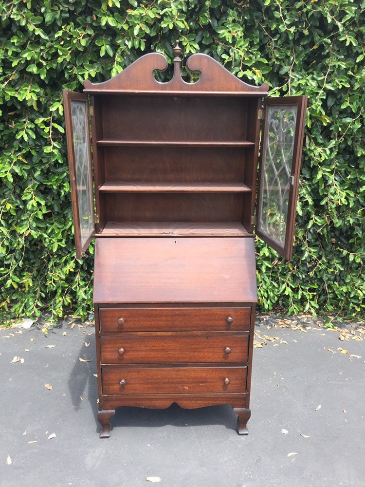 Antique Chippendale Slanted Drop Front Secretary Desk With