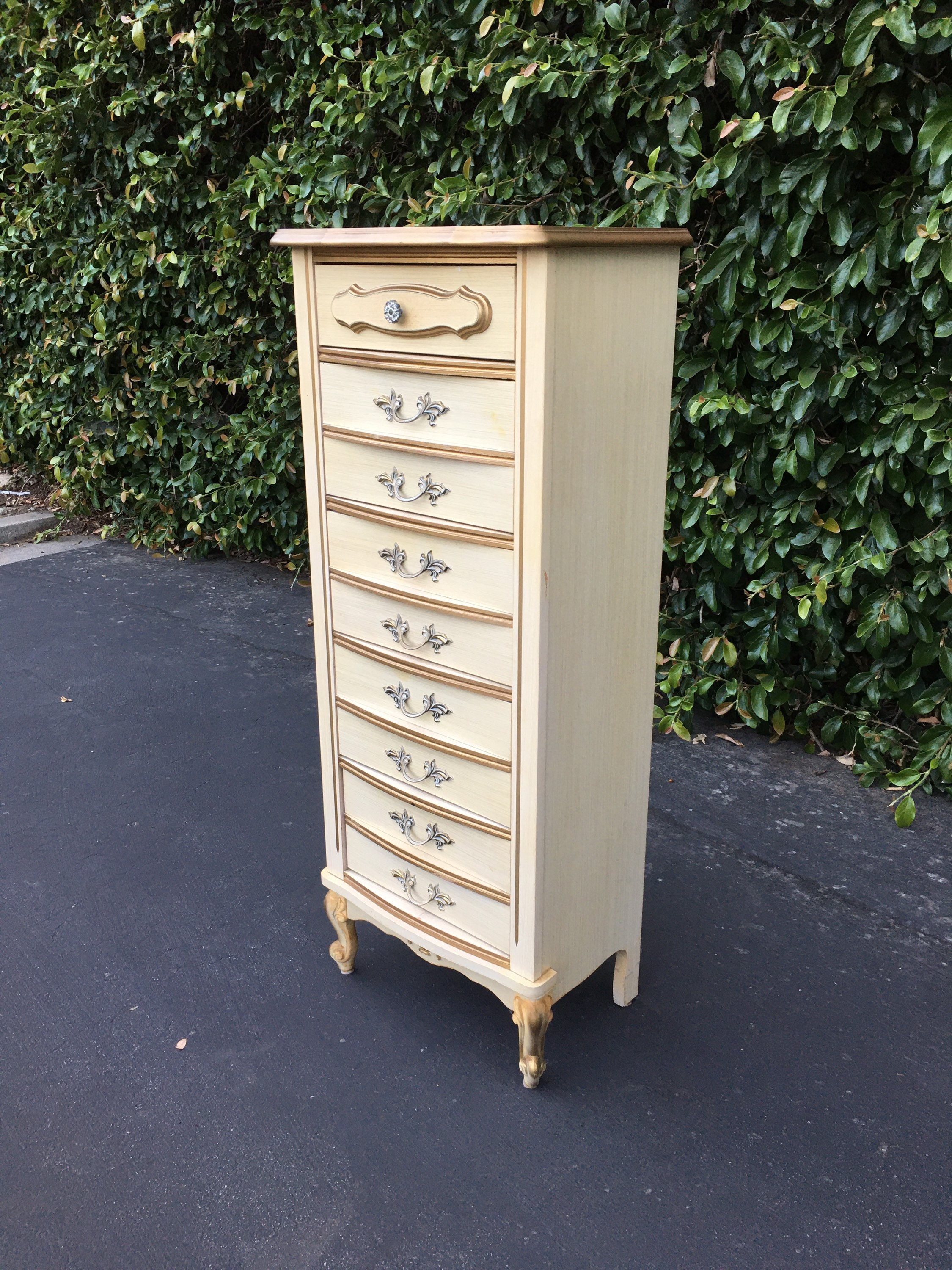 Vintage Lingerie Chest of Drawers French Provincial Tall Dresser