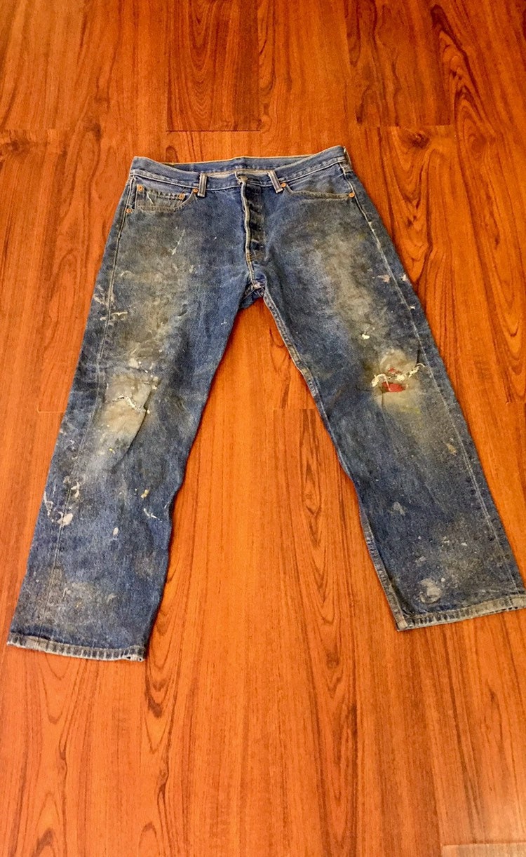 Vintage Paint Splashed Distressed Levis 501 Jeans, Stone Wash Slashed Denim  Jeans, Ripped Straight Leg Levis Jeans, Torn Up Button Fly Jeans