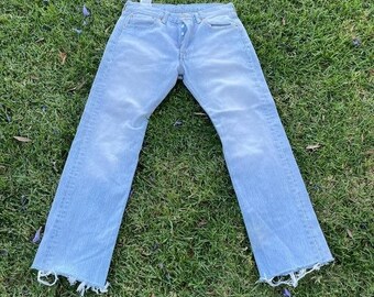 Y2k Vintage Levis 501 Button Fly Denim Jeans Cut Offs 32
