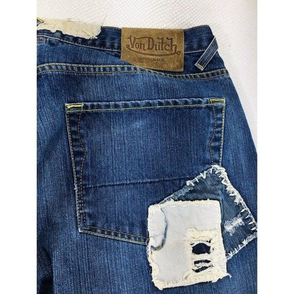 Y2K Von Dutch Kustomade Patchwork Selvedge Denim Straight