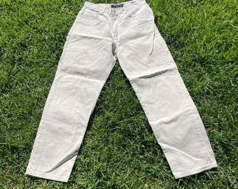 90s Vintage Calvin Klein High Wast Rise Tapered Leg Mom Jean Easy Fit 34 Khaki