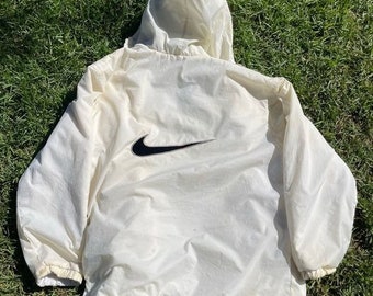 Vintage Early 90s Nike Trench Coat Big Logo Back Windbreaker Jacket XL