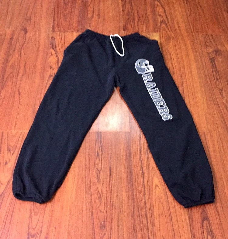 80s Vintage Los Angeles Raiders Black Sweat Pants Large, 80s