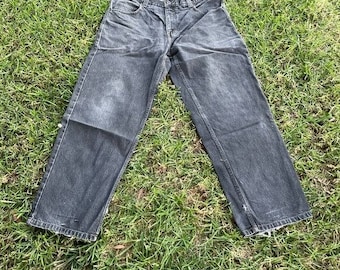 90s Y2k Vintage Anchor Blue Wide Leg Baggy Jeans Skater Grunge Distressed 34