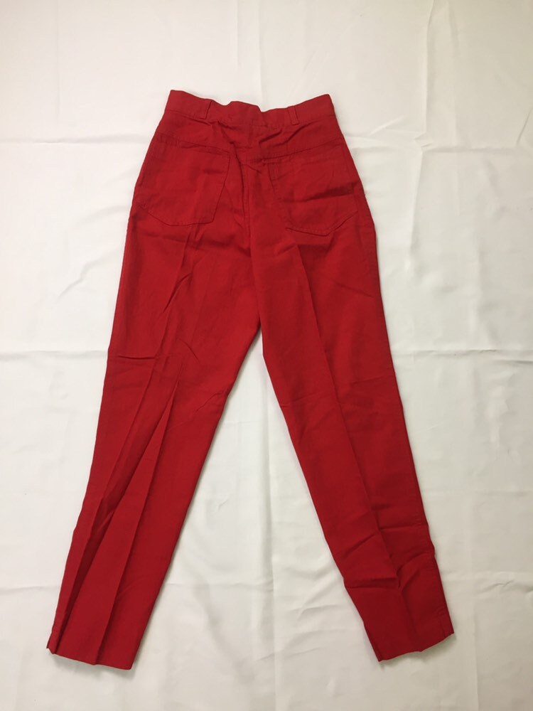 red tapered trousers