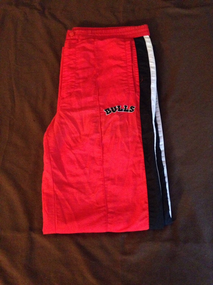 Rare CHICAGO BULLS XL WARMUP PANTS Vintage STARTER TRACKSUIT 90'S Lined