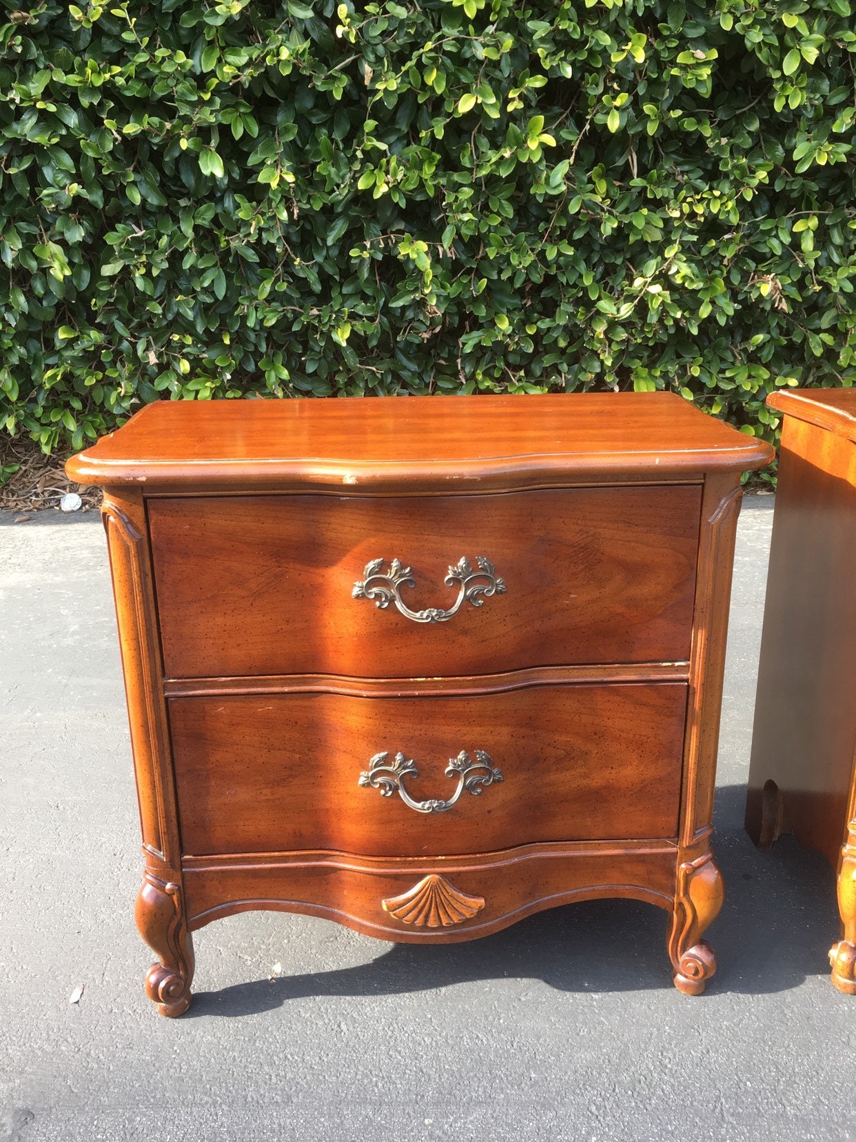 Set of 2 French Provincial Nightstands, Pair of 2 Shabby Chic Bedside