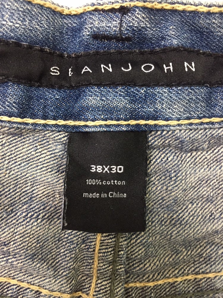Y2K Vintage Sean John Relaxed Baggy Medium Blue Wash Denim Jeans 38 x 30, Hip Hop Jeans, Vintage