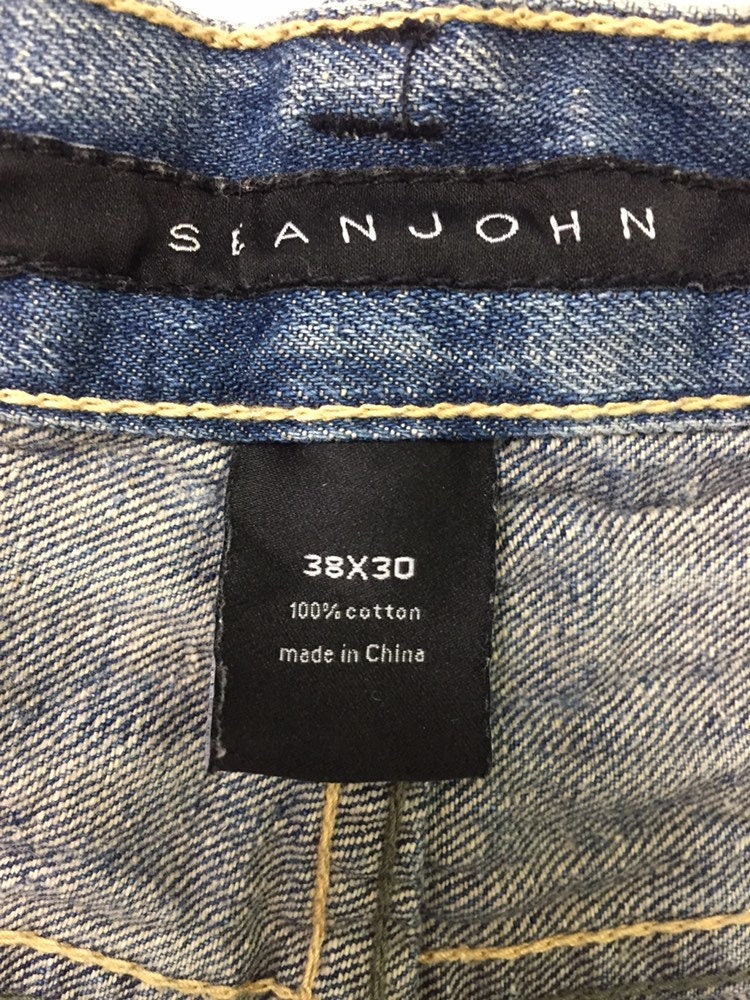 Y2K Vintage Sean John Relaxed Baggy Medium Blue Wash Denim Jeans 38 x ...