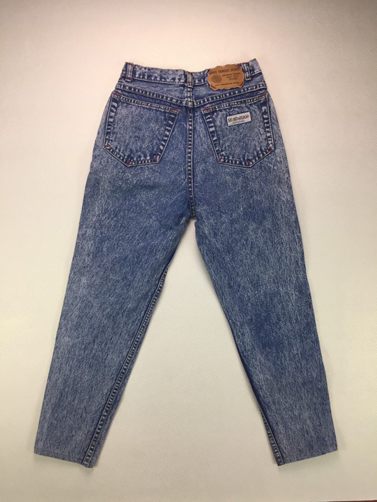 80s Vintage Acid Wash Denim High Waisted Mom Jeans Tapered Ankle Leg 25 ...