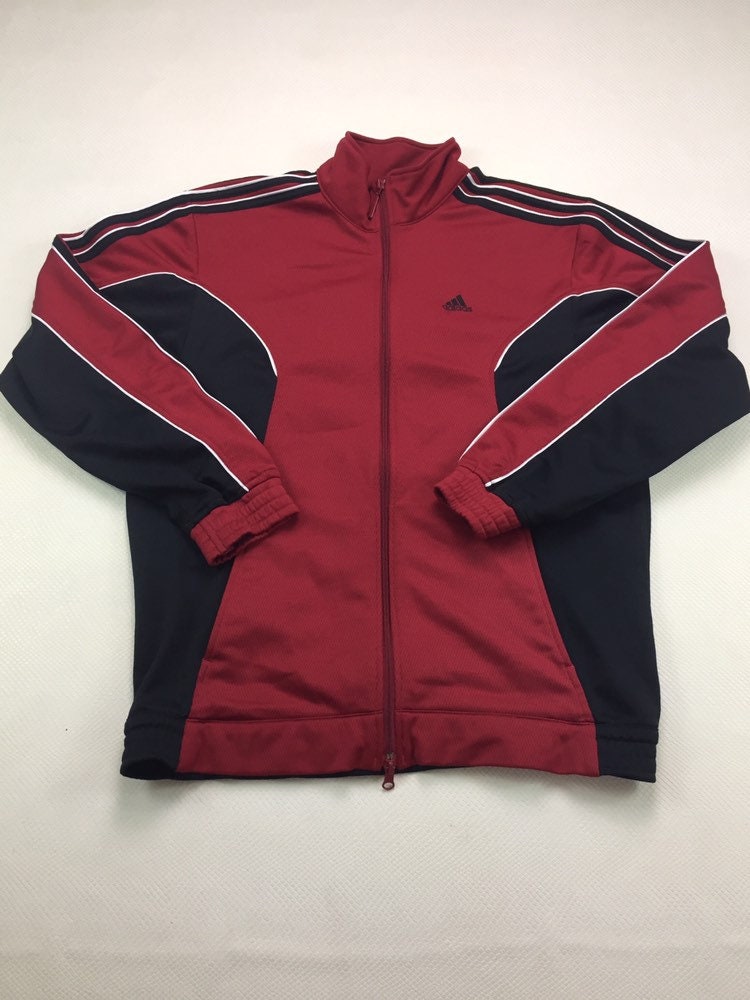 black and red adidas windbreaker