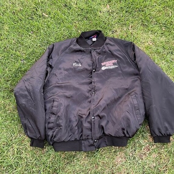 Vintage 90’s Satin Puffer Jacket Pomona California Tri County Gear Jeep 2XL View 2