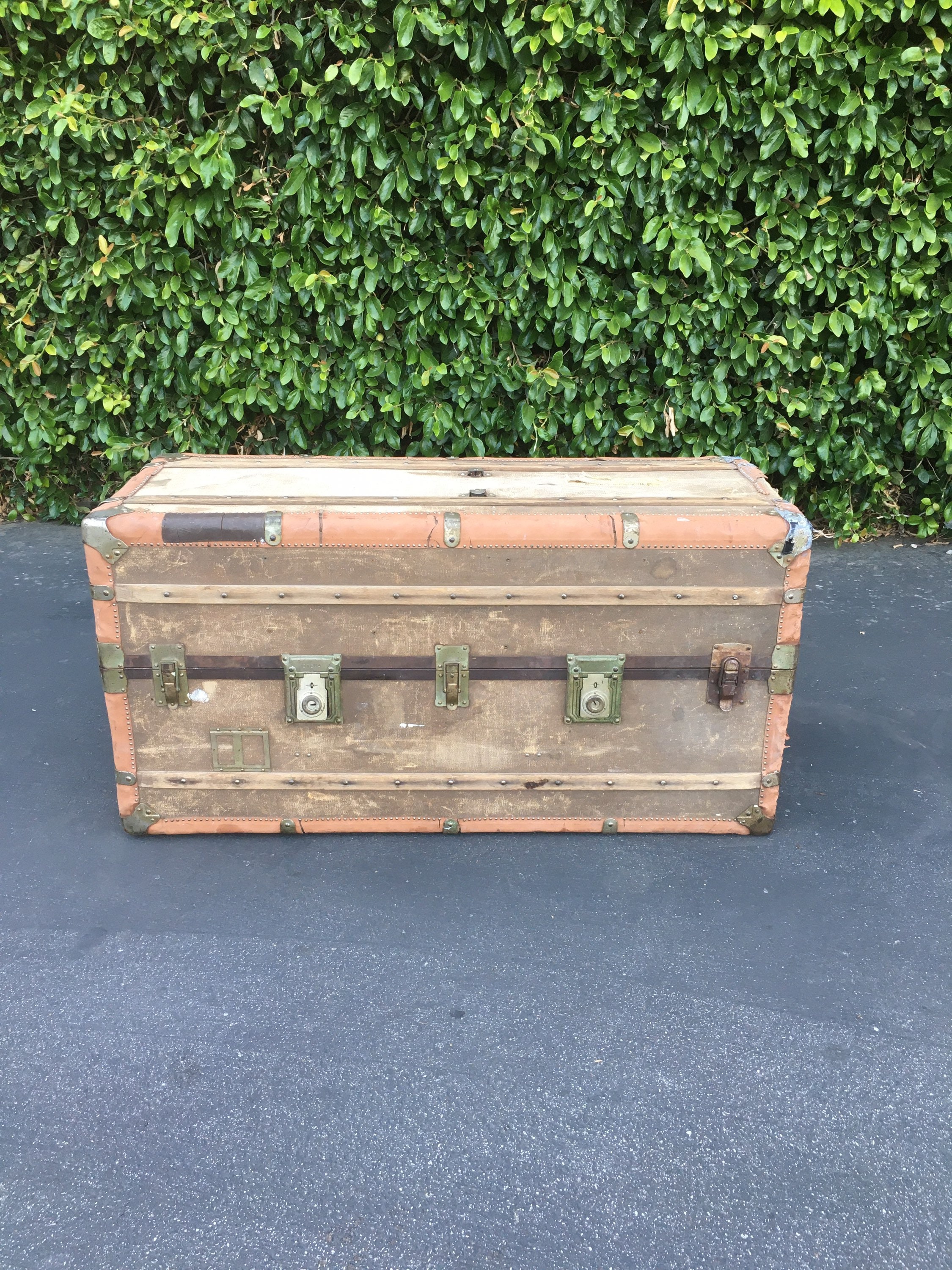  Antique Green Canvas Steamer Trunk : Handmade Products