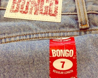 NWT 90's Vintage Bongo Mom Jeans  7 High Waisted Tapered Leg Stone Wash Denim 27